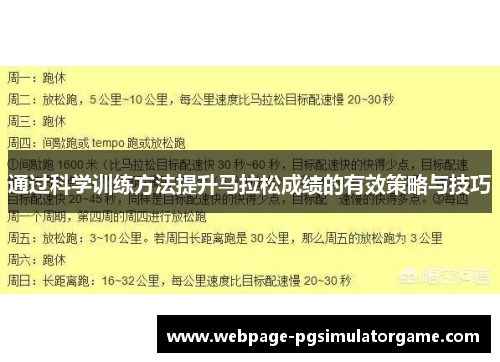 通过科学训练方法提升马拉松成绩的有效策略与技巧